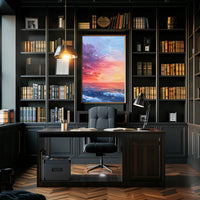 Abstract Sunset Ocean Scene with Impressionistic Artistic Poster PosterGoat