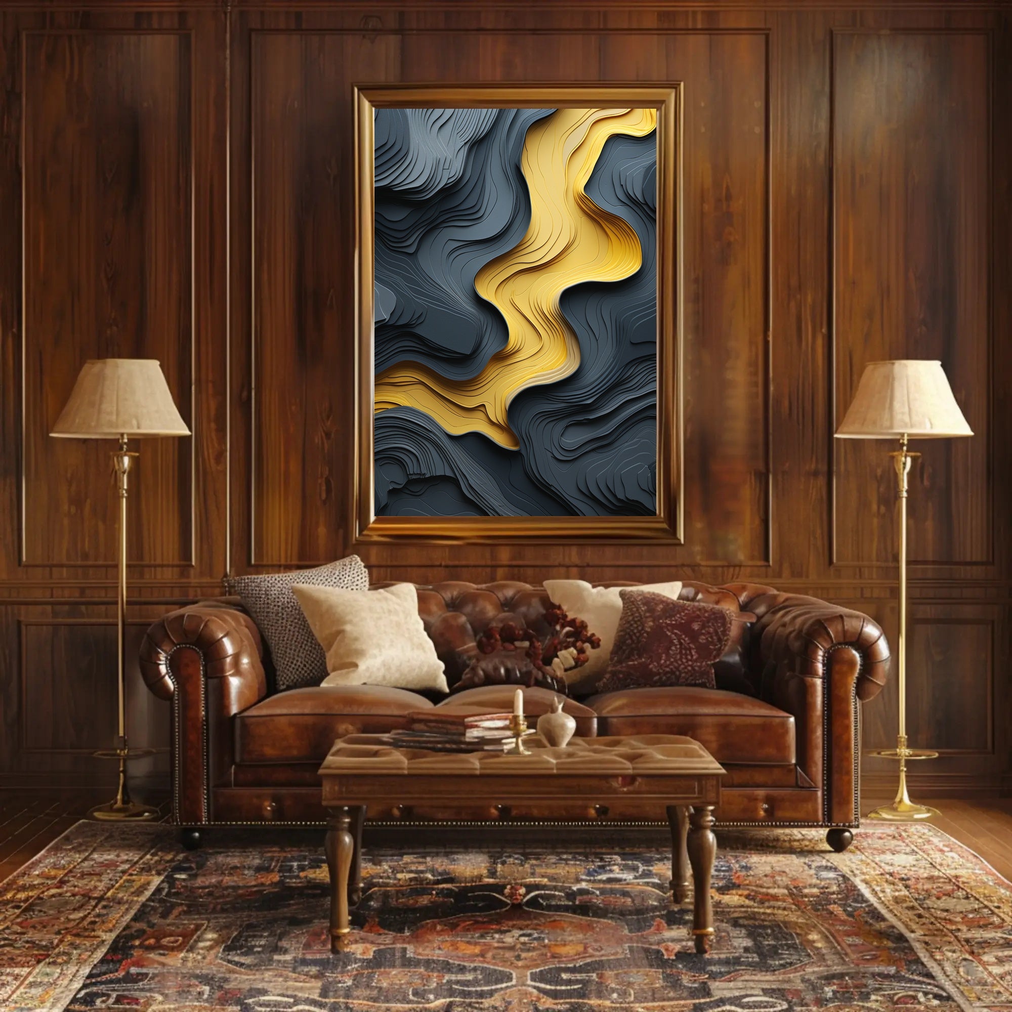 Abstract Topographical Flow Art Poster PosterGoat