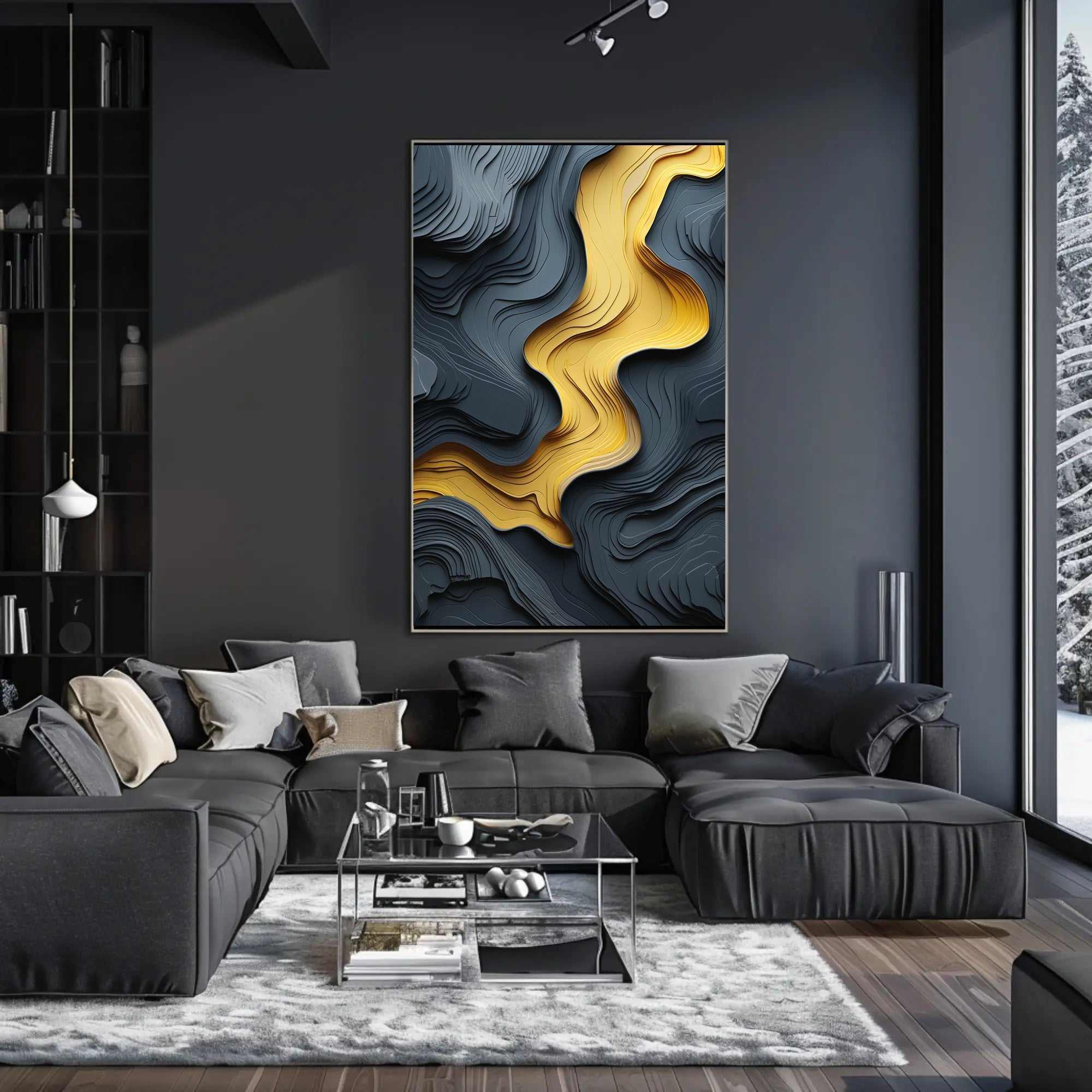 Abstract Topographical Flow Art Poster PosterGoat