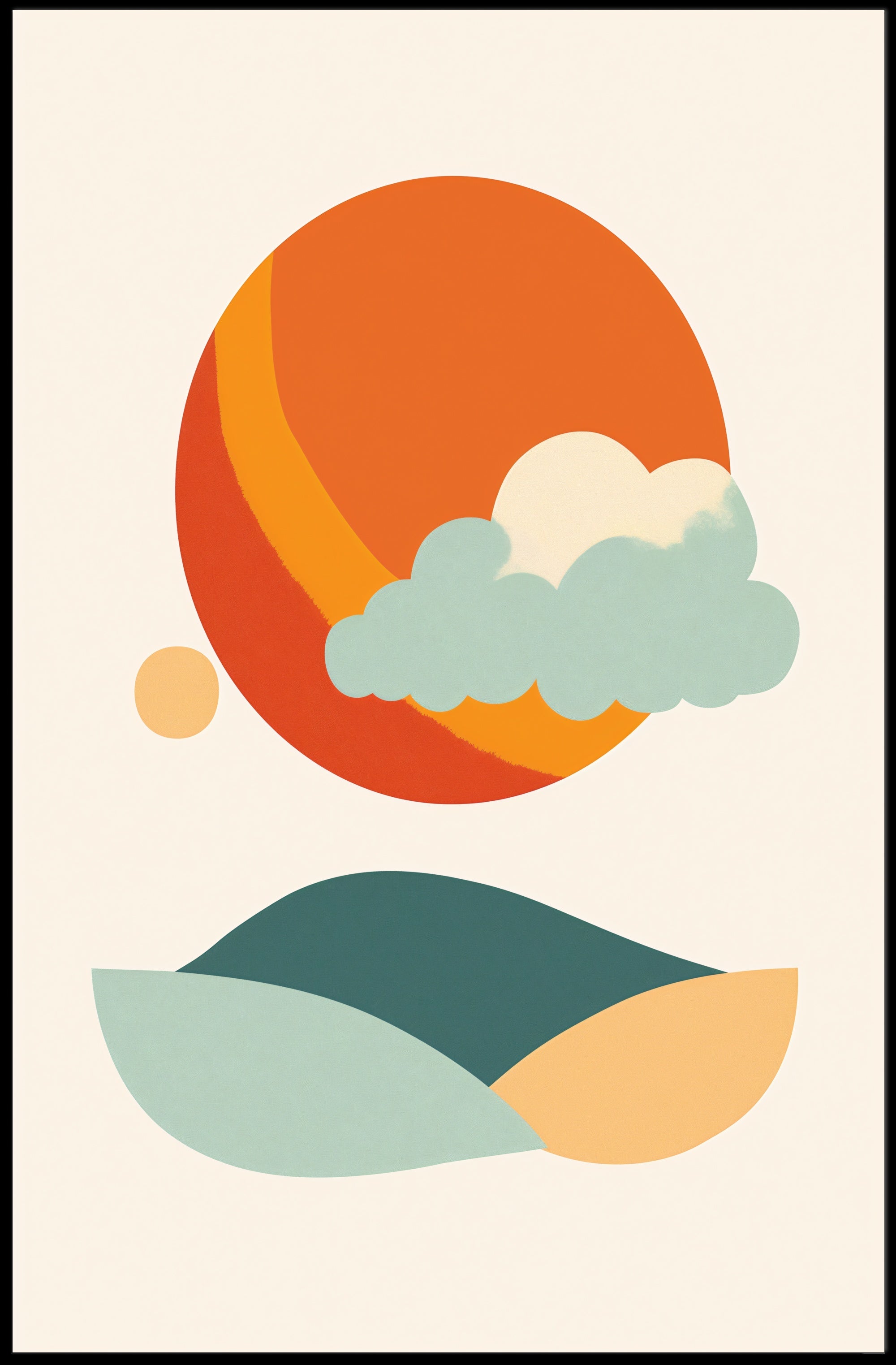 Abstract Tranquil Landscape with Retro Mid-Century Minimalist Poster PosterGoat