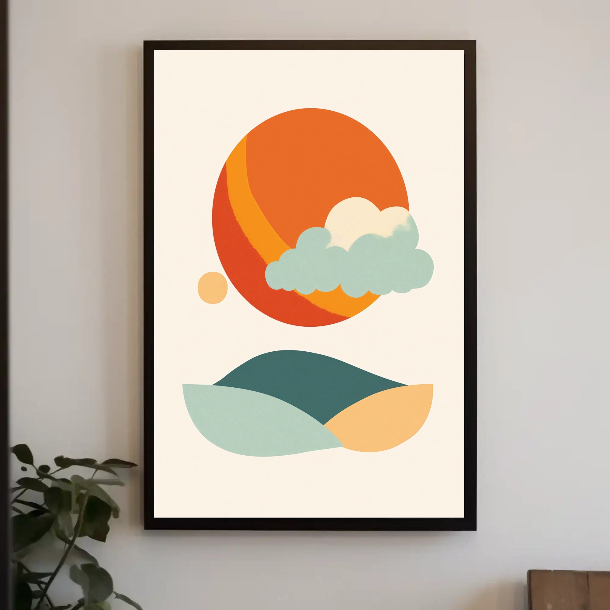 Abstract Tranquil Landscape with Retro Mid-Century Minimalist Poster PosterGoat