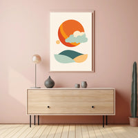 Abstract Tranquil Landscape with Retro Mid-Century Minimalist Poster PosterGoat