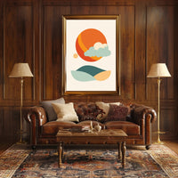 Abstract Tranquil Landscape with Retro Mid-Century Minimalist Poster PosterGoat