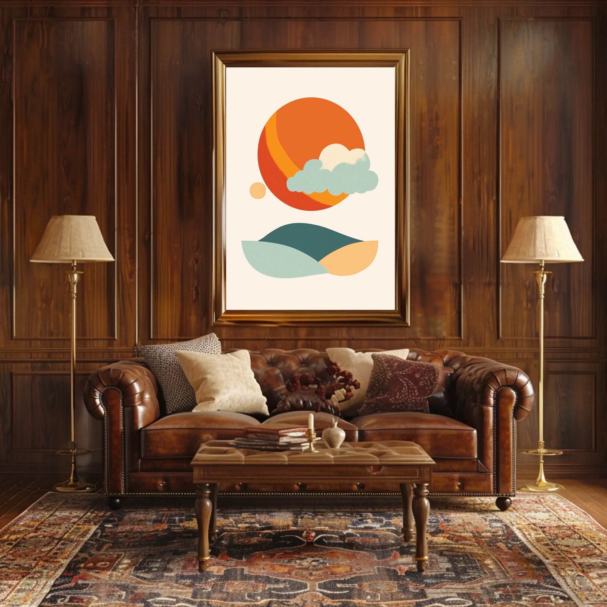 Abstract Tranquil Landscape with Retro Mid-Century Minimalist Poster PosterGoat