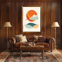 Abstract Tranquil Landscape with Retro Mid-Century Minimalist Poster PosterGoat