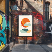 Abstract Tranquil Landscape with Retro Mid-Century Minimalist Poster PosterGoat