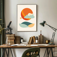 Abstract Tranquil Landscape with Retro Mid-Century Minimalist Poster PosterGoat