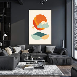 Abstract Tranquil Landscape with Retro Mid-Century Minimalist Poster PosterGoat