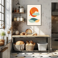 Abstract Tranquil Landscape with Retro Mid-Century Minimalist Poster PosterGoat