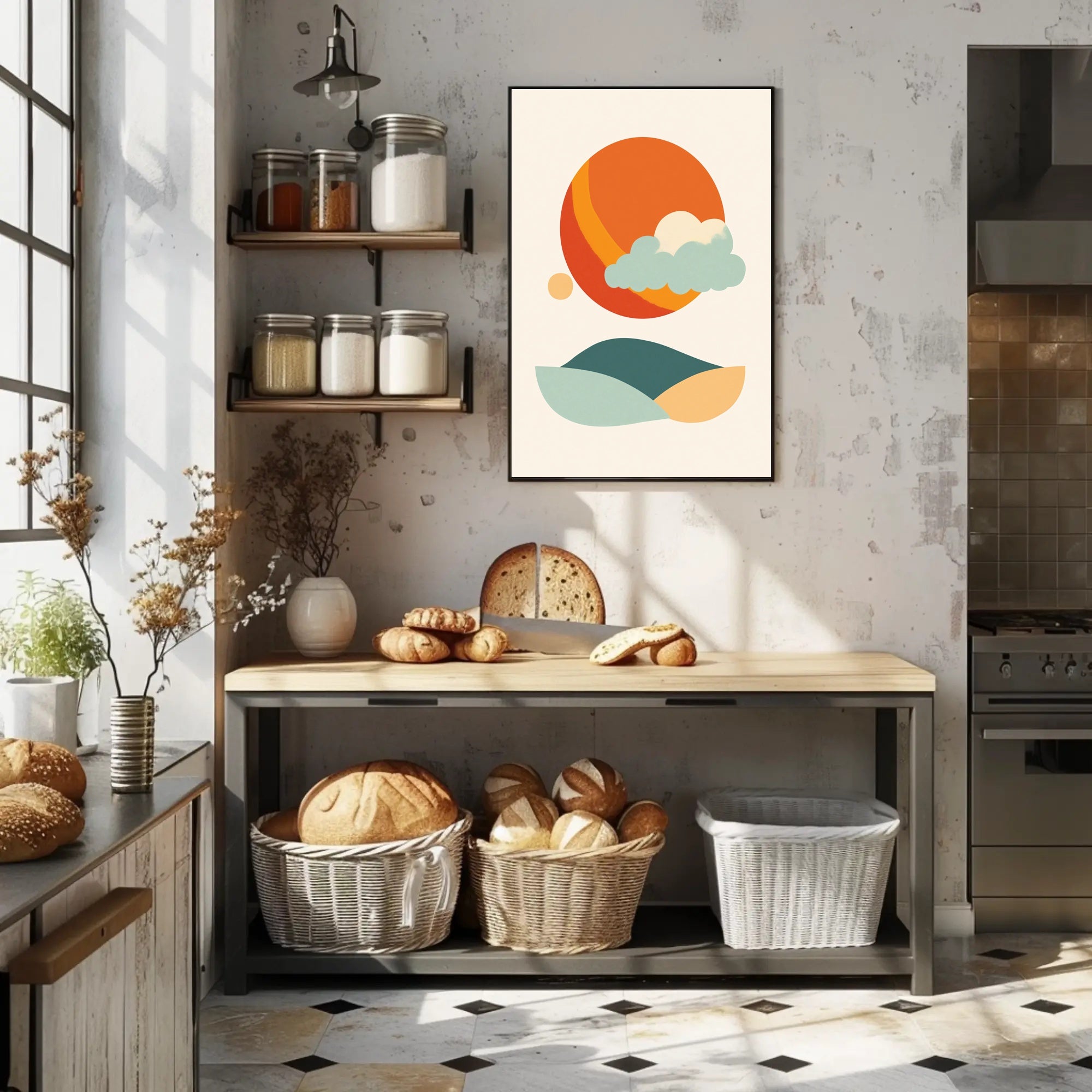 Abstract Tranquil Landscape with Retro Mid-Century Minimalist Poster PosterGoat