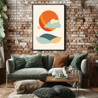 Abstract Tranquil Landscape with Retro Mid-Century Minimalist Poster PosterGoat