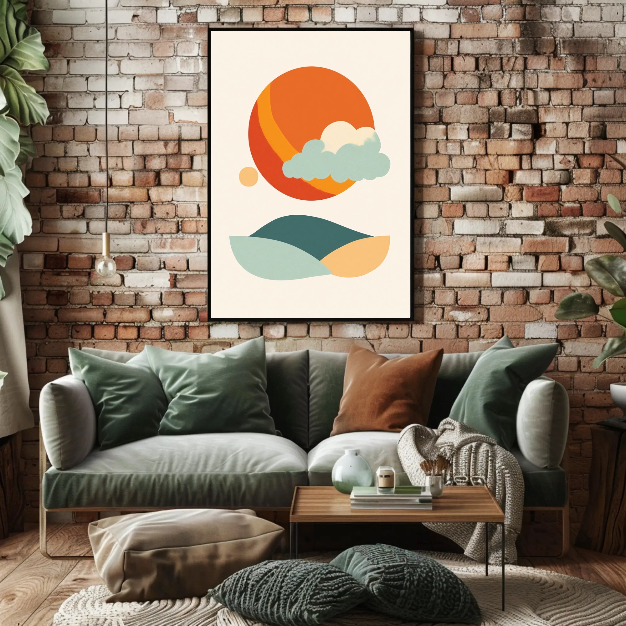 Abstract Tranquil Landscape with Retro Mid-Century Minimalist Poster PosterGoat