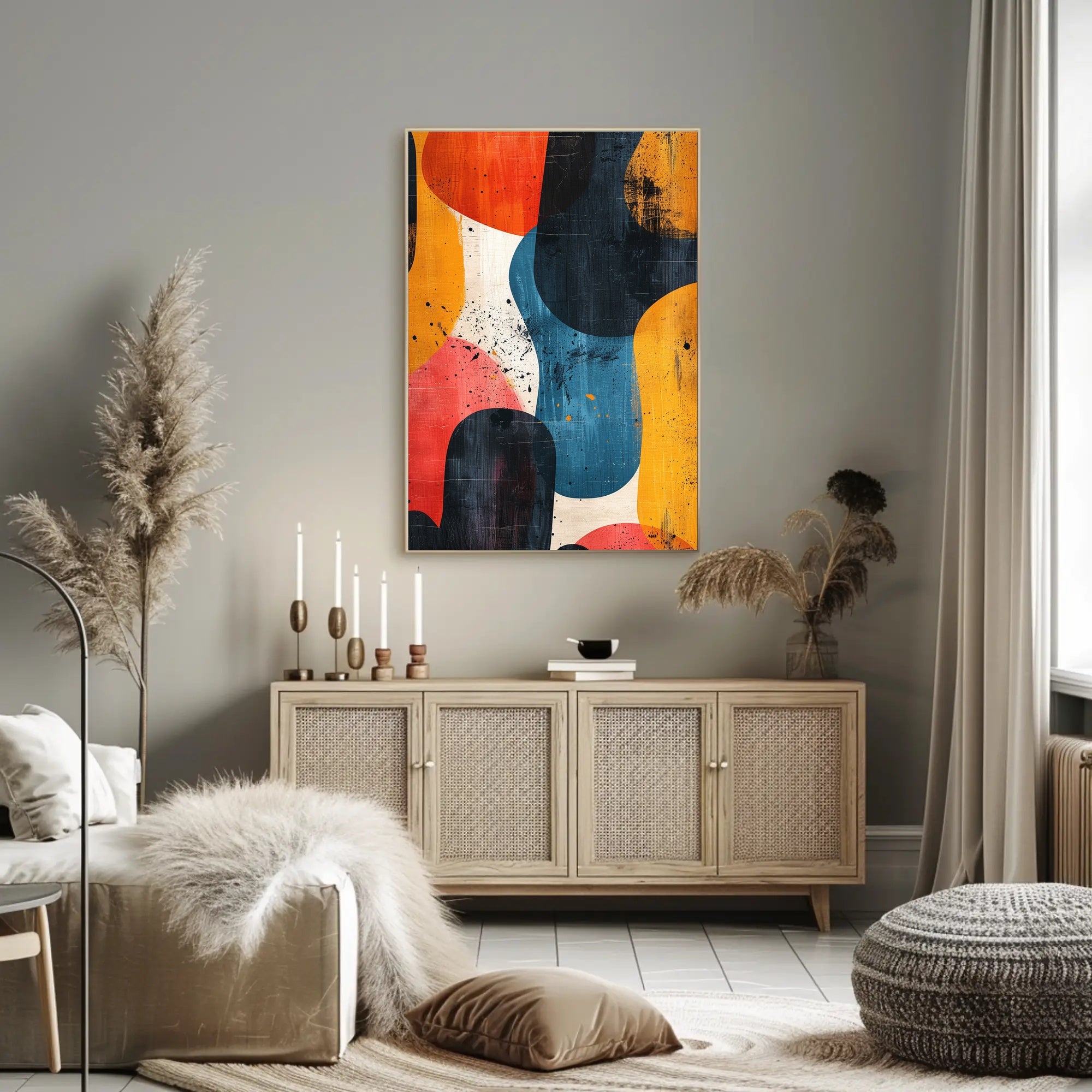Abstract Vibrant Brush Strokes Energy Artwork Poster PosterGoat