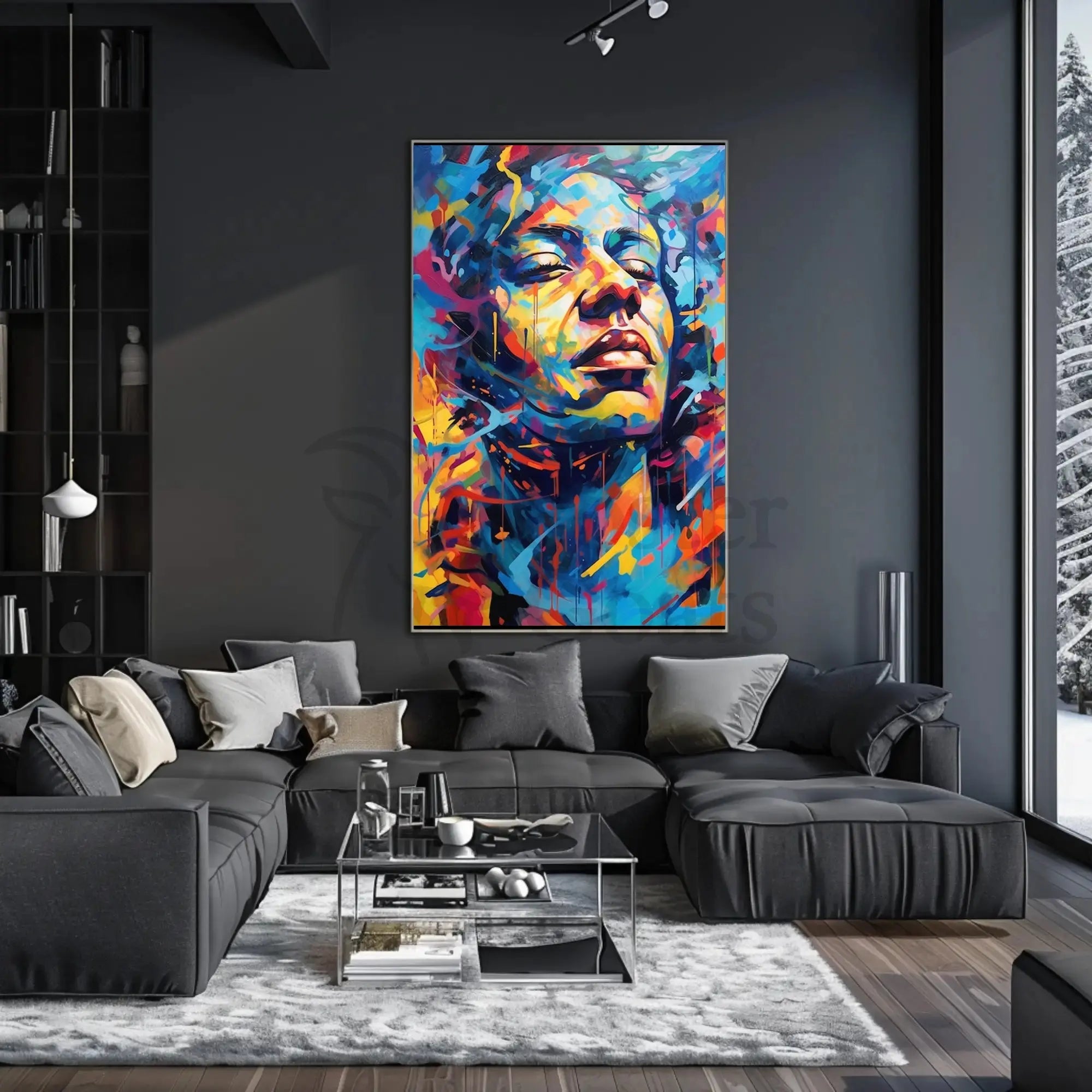 Abstract Vibrant Expression in Modern Artistic Poster PosterGoat