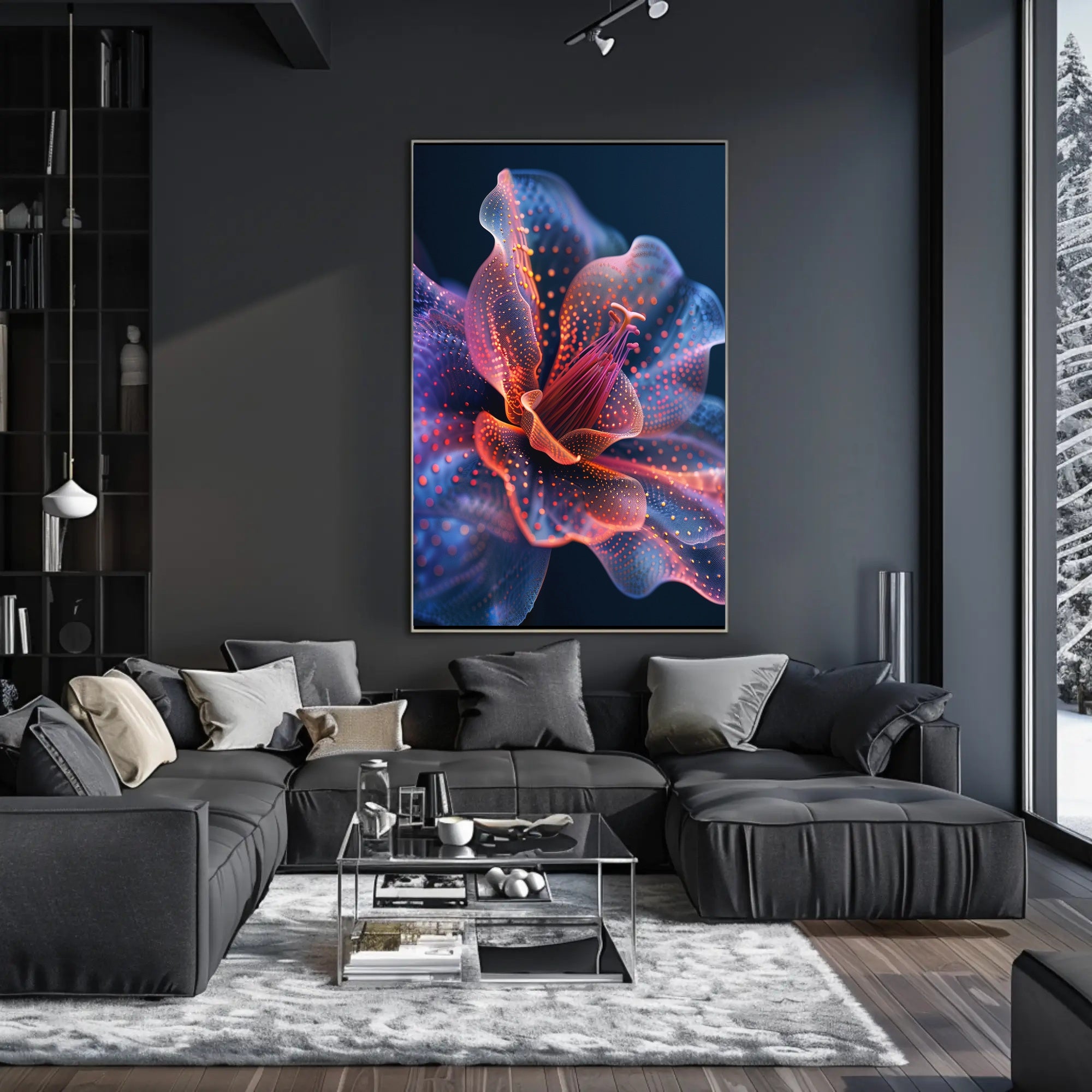 Abstract Vibrant Flower Design - Artistic Poster PosterGoat