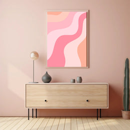 Abstract Waves of Peach and Coral Poster PosterGoat