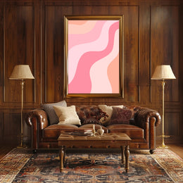 Abstract Waves of Peach and Coral Poster PosterGoat