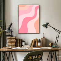 Abstract Waves of Peach and Coral Poster PosterGoat