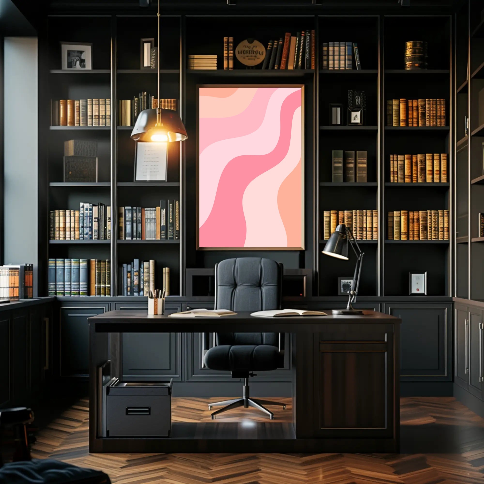 Abstract Waves of Peach and Coral Poster PosterGoat