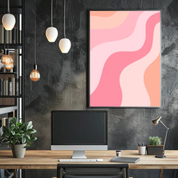Abstract Waves of Peach and Coral Poster PosterGoat