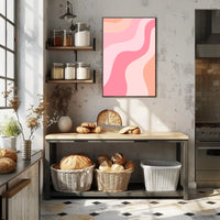 Abstract Waves of Peach and Coral Poster PosterGoat