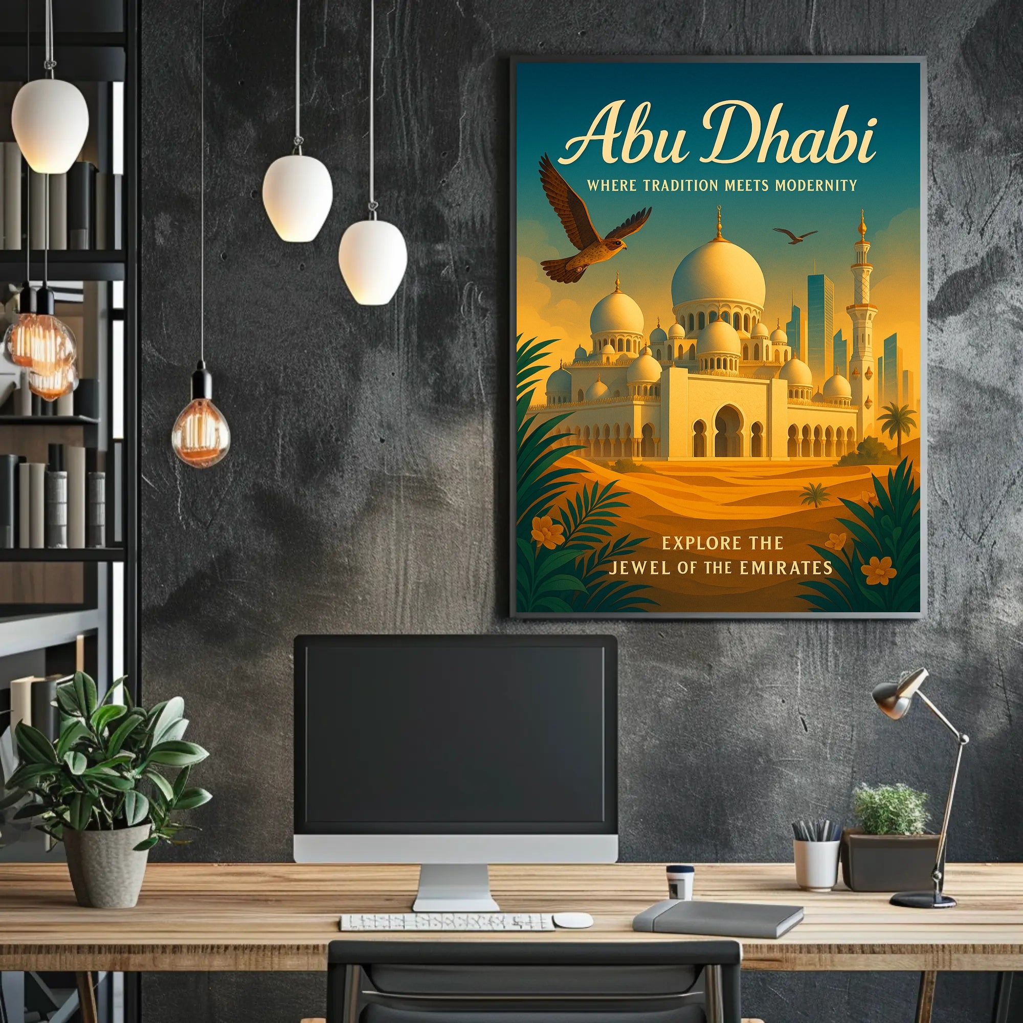 Abu Dhabi Tradition Meets Modernity Poster PosterGoat