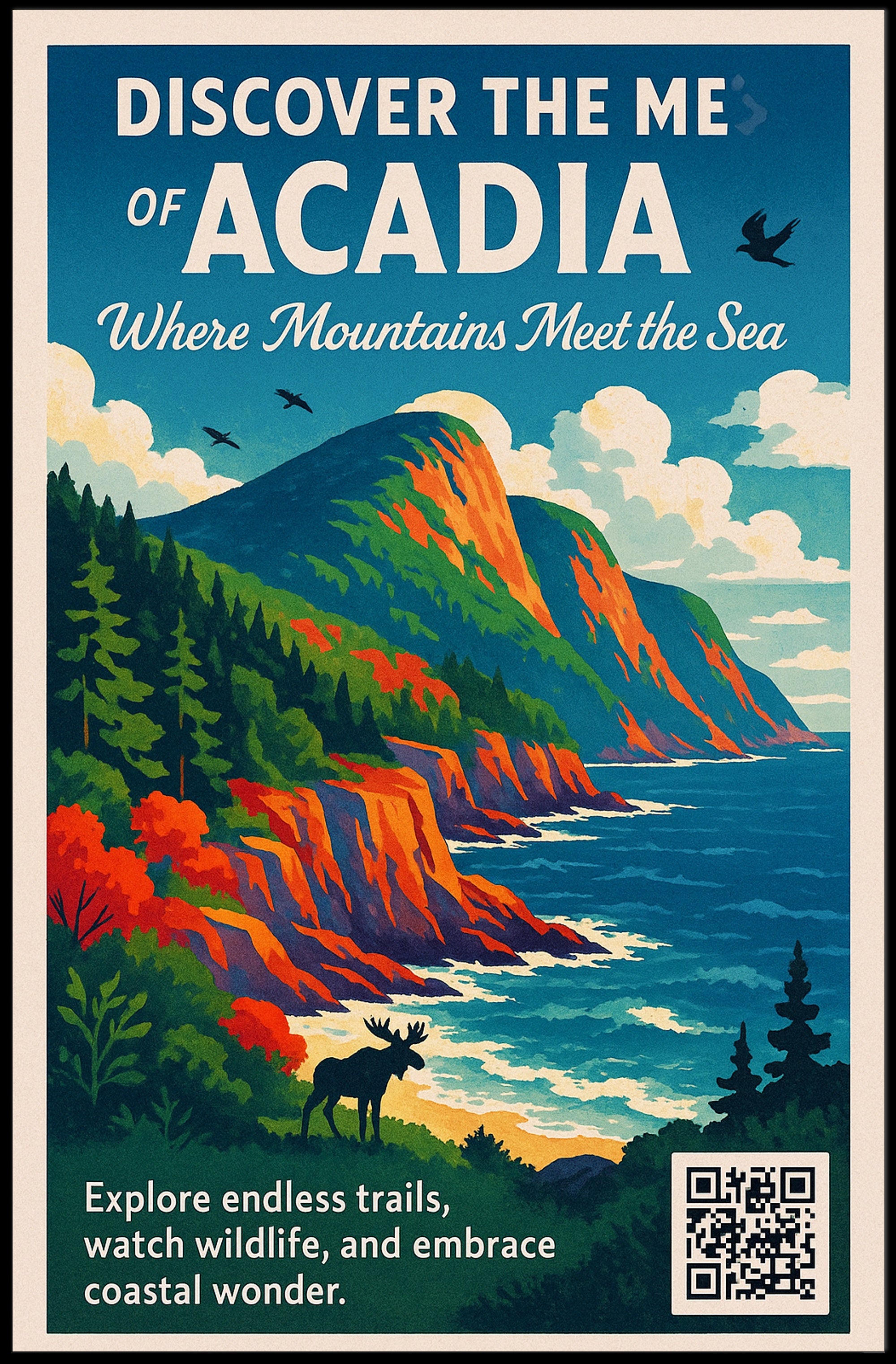 Acadia Coastal Adventure Vintage National Park Poster PosterGoat