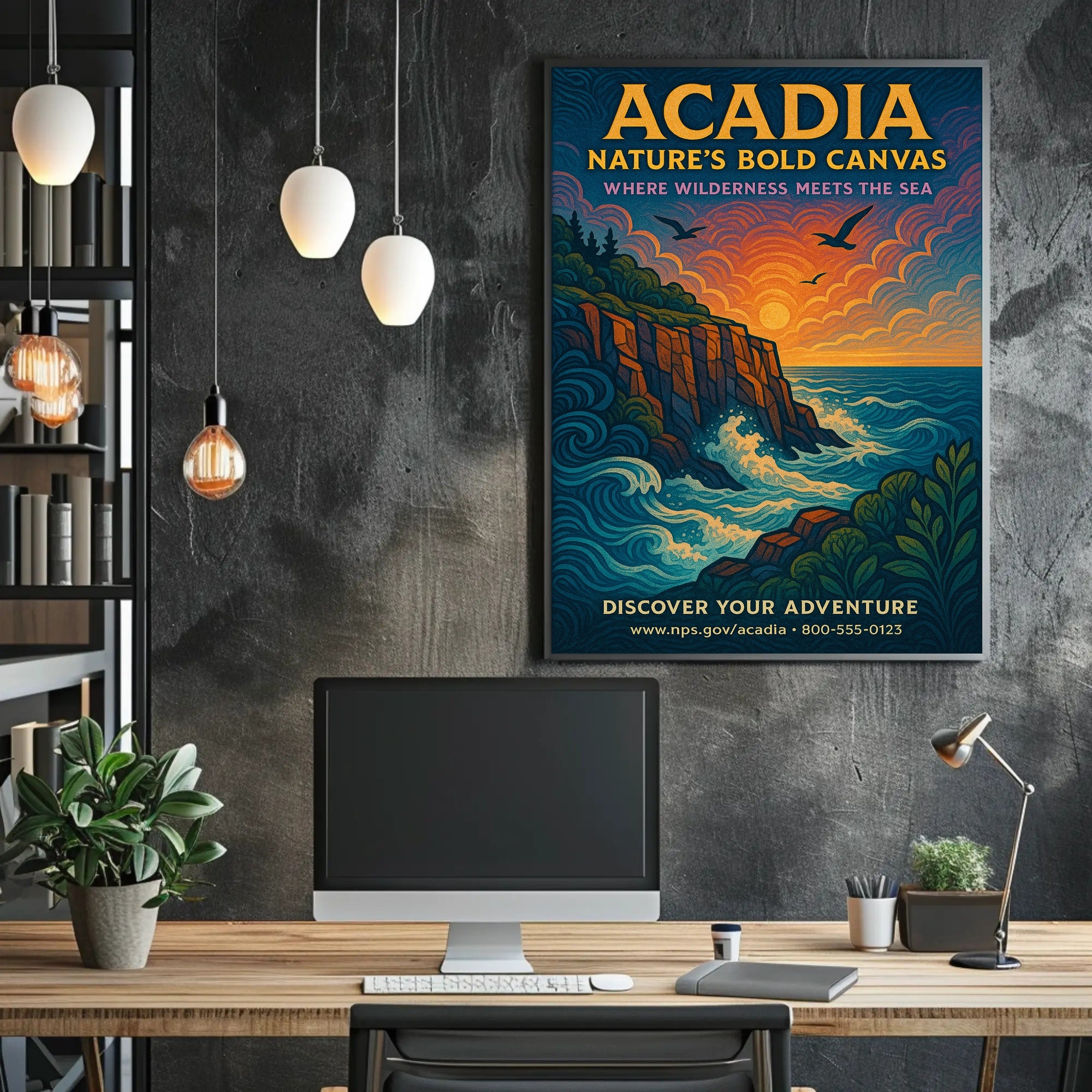 Acadia Natures Bold Canvas Poster PosterGoat