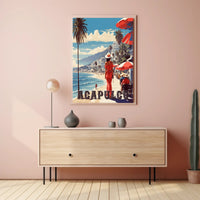 Acapulco Beach Stroll Vintage Travel Poster PosterGoat