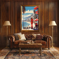 Acapulco Beach Stroll Vintage Travel Poster PosterGoat