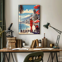 Acapulco Beach Stroll Vintage Travel Poster PosterGoat