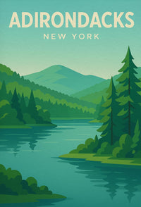 Adirondacks New York Minimalist Nature Travel Poster PosterGoat