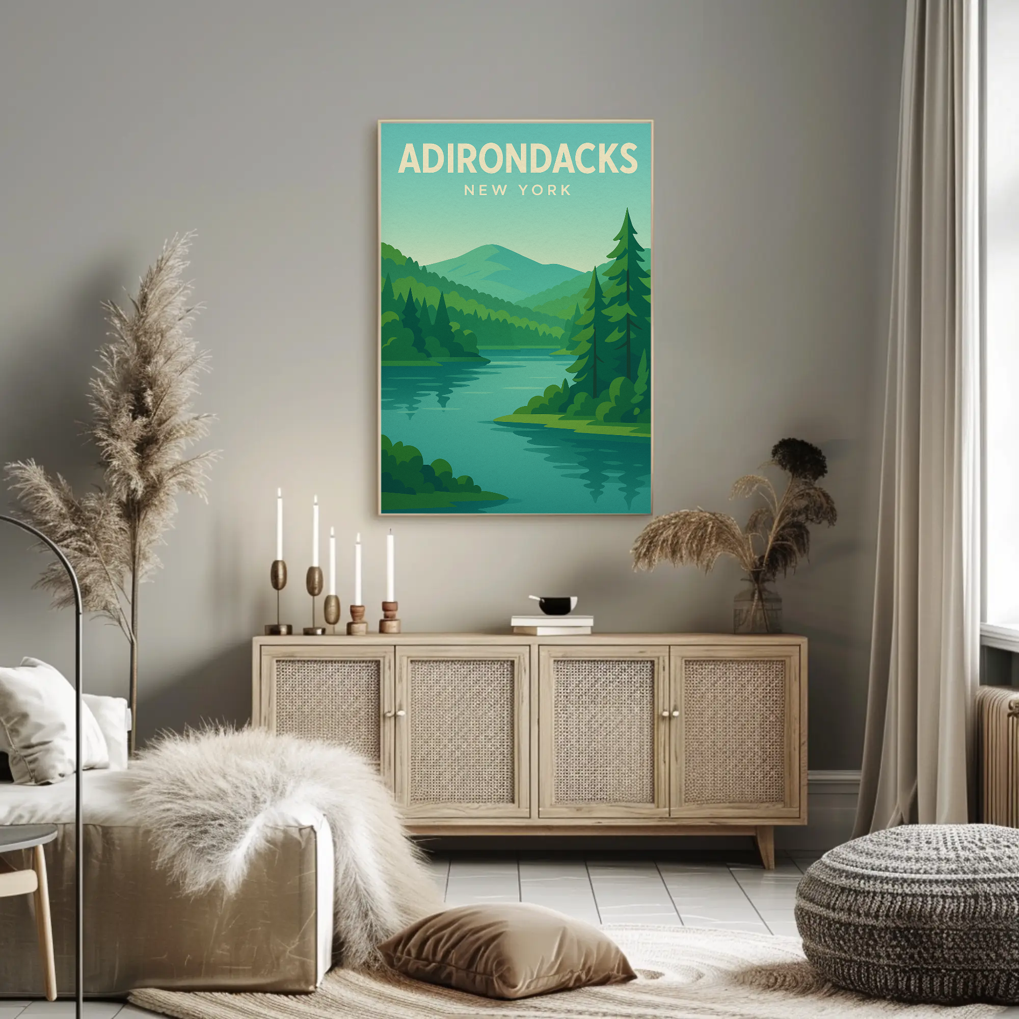 Adirondacks New York Minimalist Nature Travel Poster PosterGoat