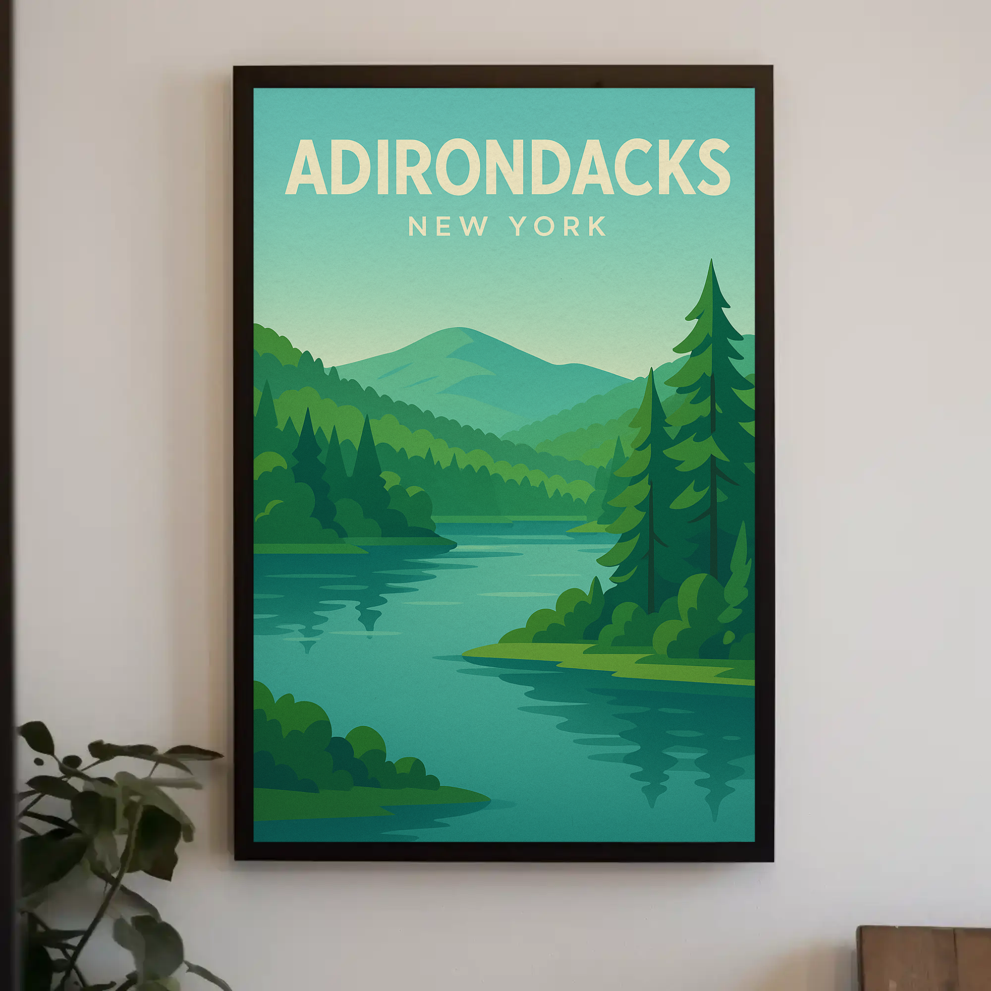 Adirondacks New York Minimalist Nature Travel Poster PosterGoat