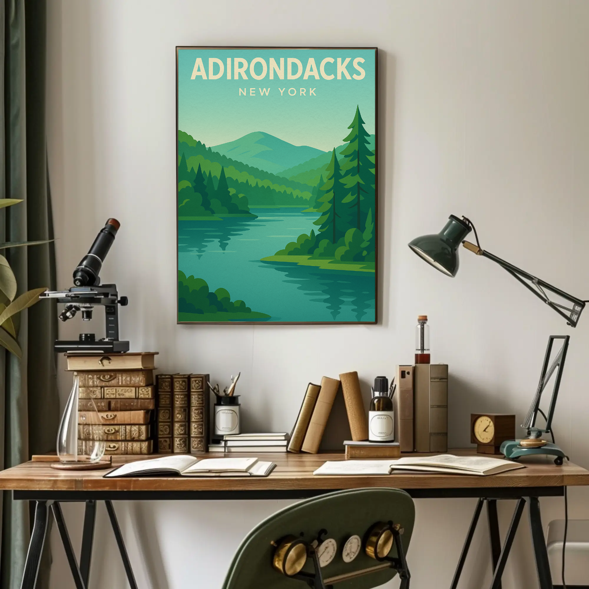 Adirondacks New York Minimalist Nature Travel Poster PosterGoat