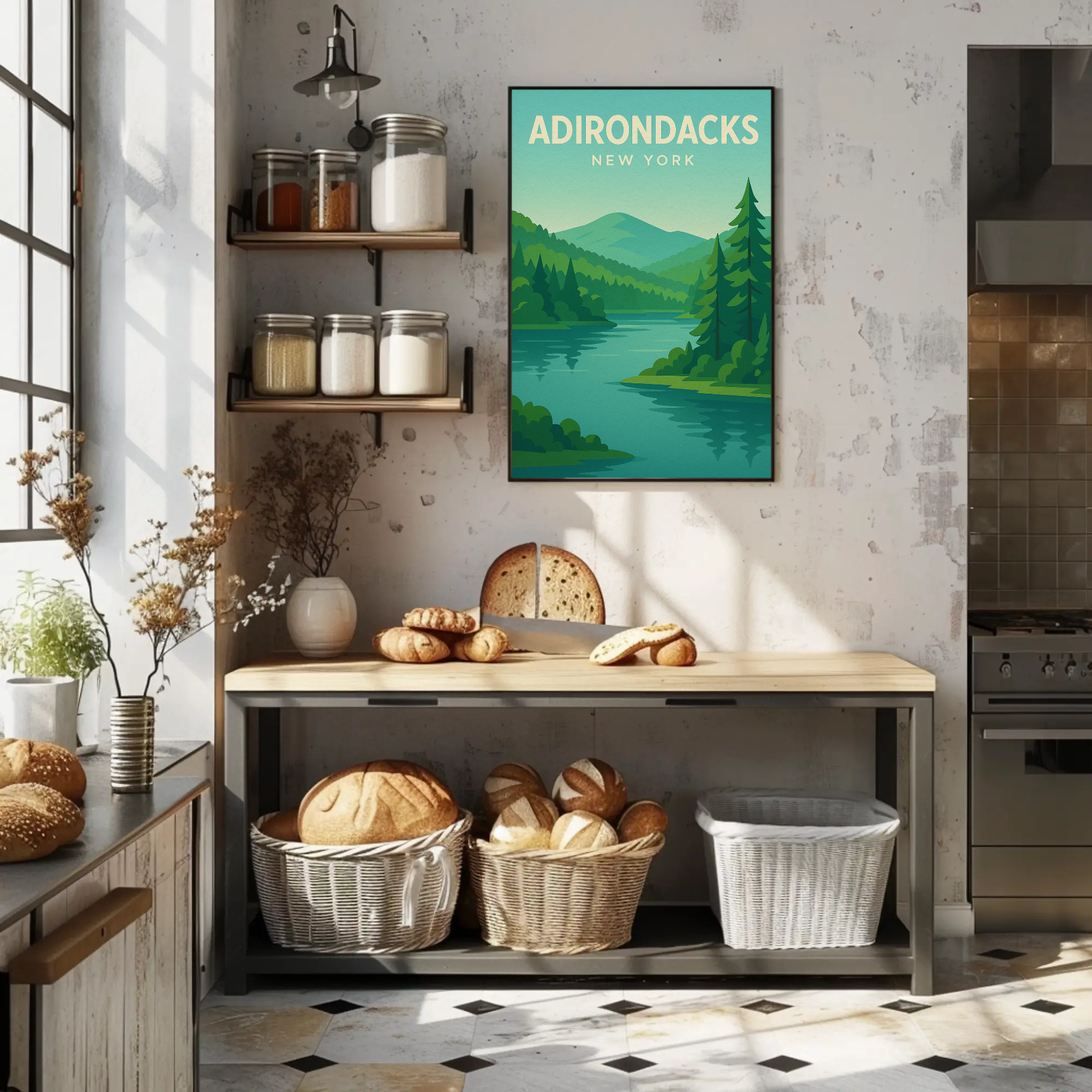 Adirondacks New York Minimalist Nature Travel Poster PosterGoat