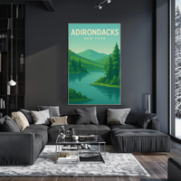 Adirondacks New York Minimalist Nature Travel Poster PosterGoat