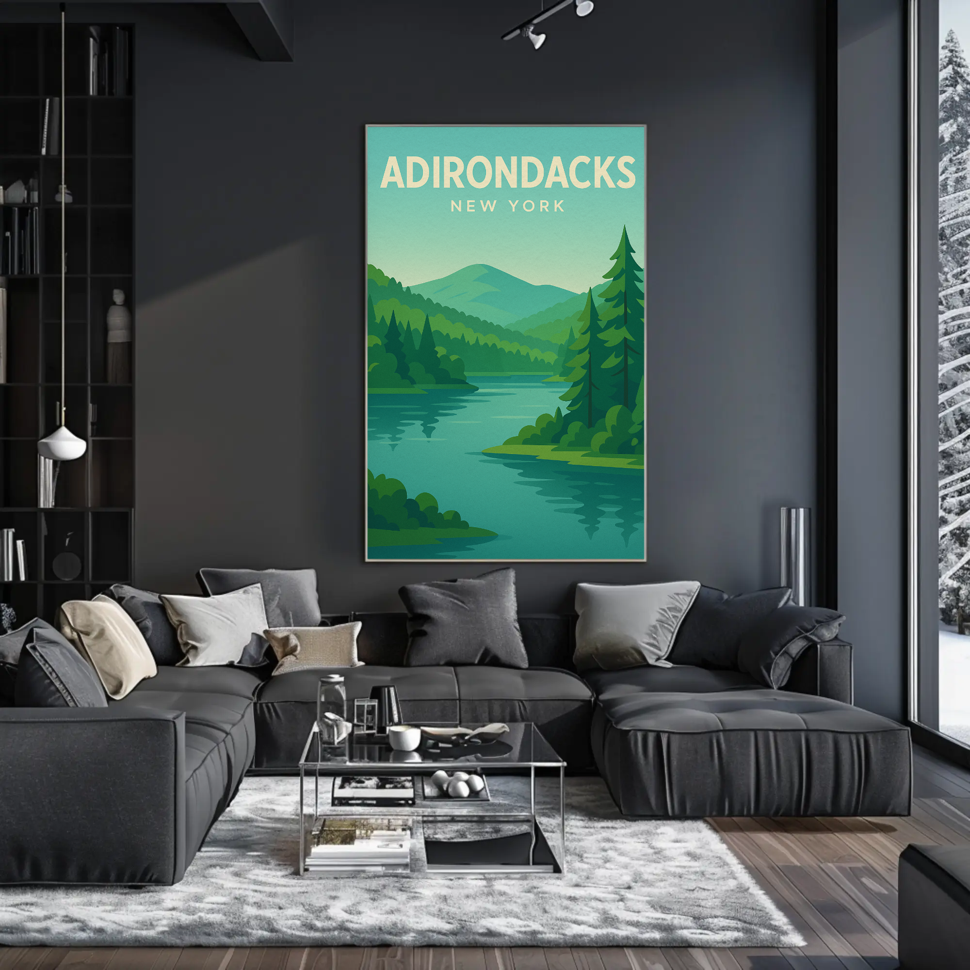 Adirondacks New York Minimalist Nature Travel Poster PosterGoat