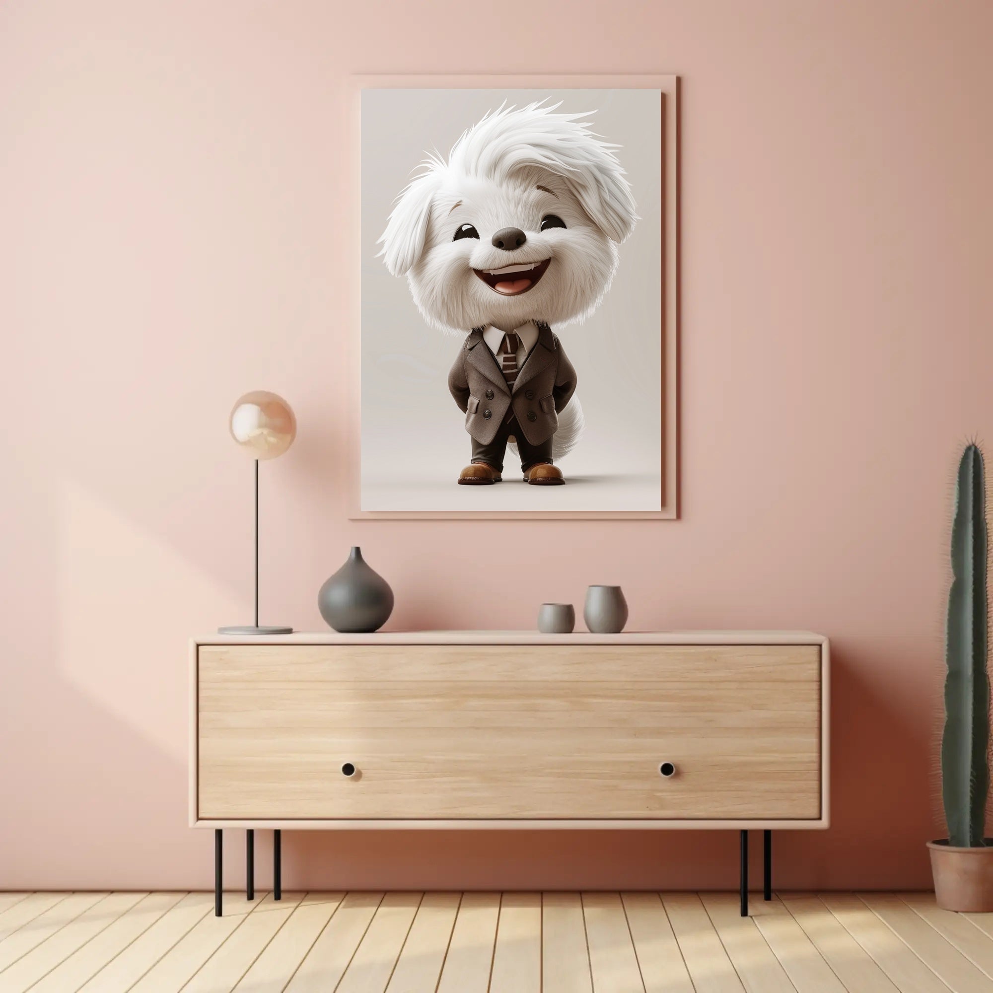 Adorable Dog in Stylish Suit Animal Poster PosterGoat