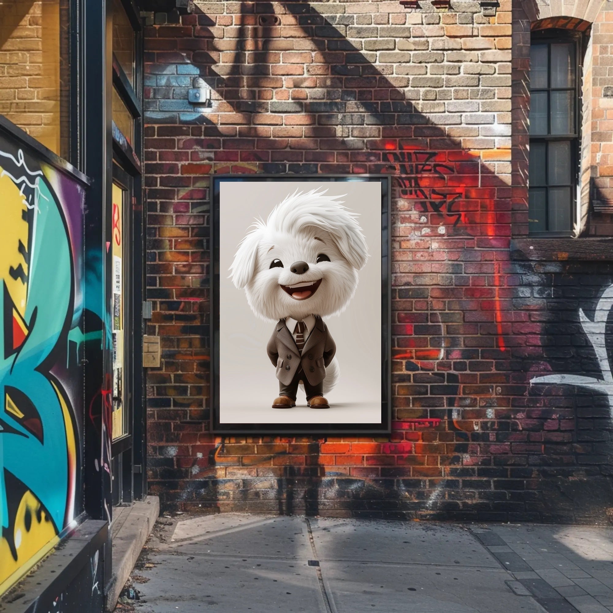 Adorable Dog in Stylish Suit Animal Poster PosterGoat