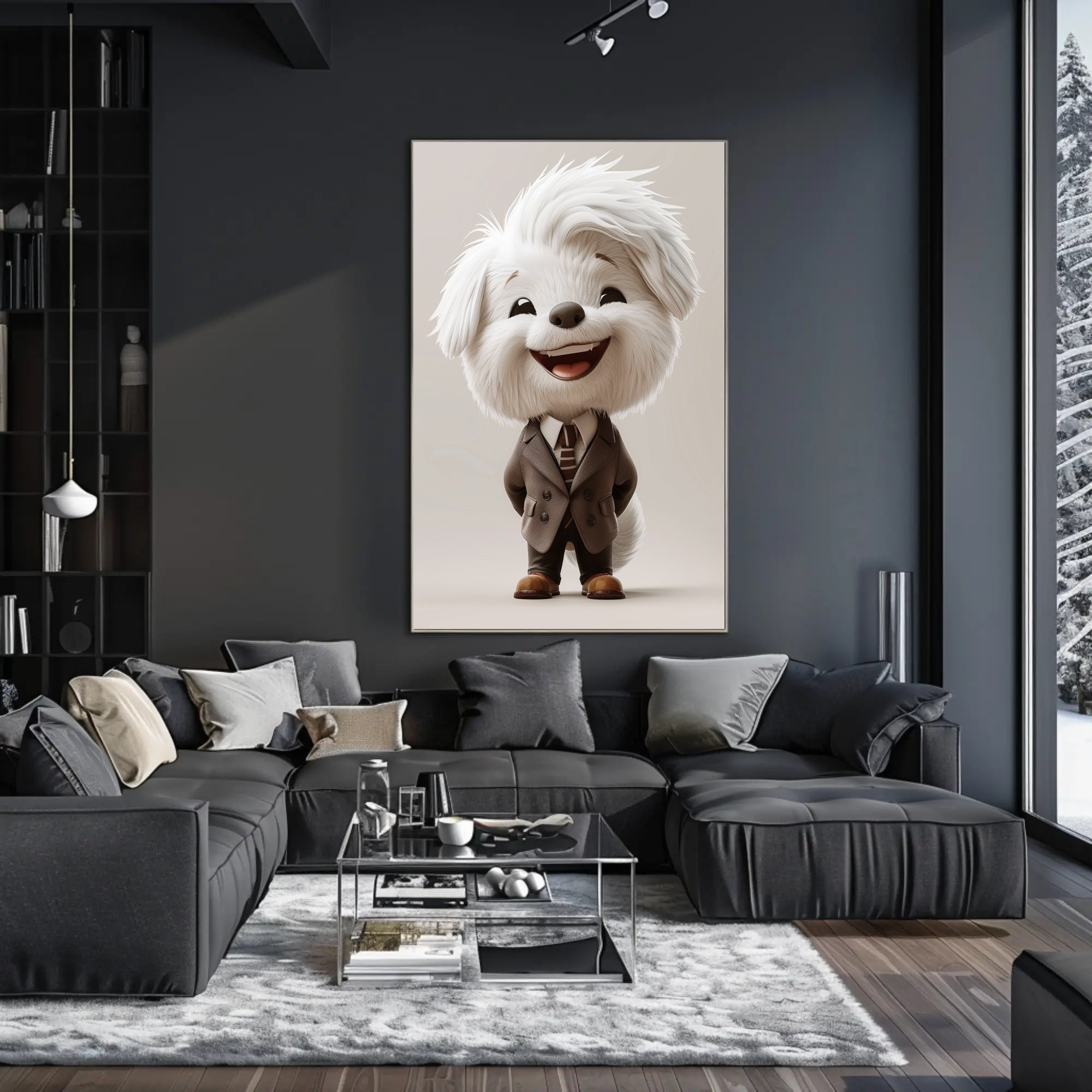 Adorable Dog in Stylish Suit Animal Poster PosterGoat