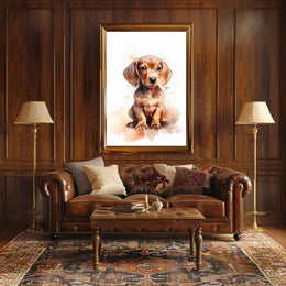 Adorable Puppy Watercolor Illustration: Animal Poster PosterGoat