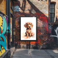 Adorable Puppy Watercolor Illustration: Animal Poster PosterGoat