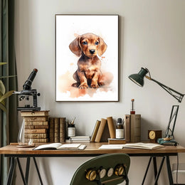 Adorable Puppy Watercolor Illustration: Animal Poster PosterGoat