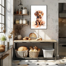 Adorable Puppy Watercolor Illustration: Animal Poster PosterGoat