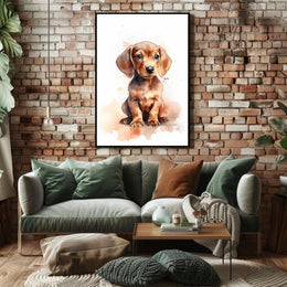 Adorable Puppy Watercolor Illustration: Animal Poster PosterGoat