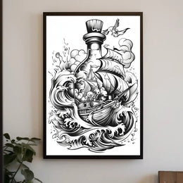 Adventure Awaits Nautical Scene Artistic Poster PosterGoat