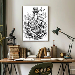 Adventure Awaits Nautical Scene Artistic Poster PosterGoat