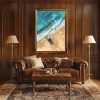 Adventure Awaits: Modern Beach Scene Travel Poster PosterGoat