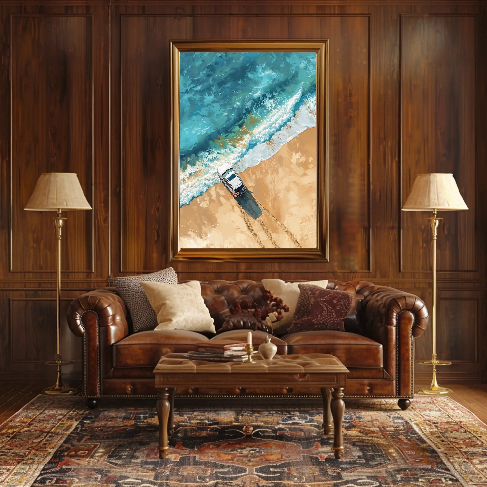 Adventure Awaits: Modern Beach Scene Travel Poster PosterGoat
